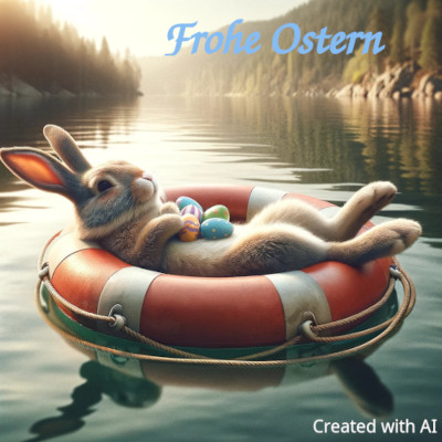 Osterhase im Rettungsring (created with AI) Osterhase im Rettungsring (created with AI)